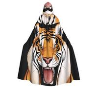 WHJDPP Cape à capuche pour adulte avec impression tête de tigre féroce, sans fermeture éclair, confortable et durable pour les jeux de rôle