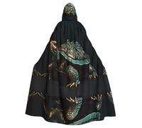 WHJDPP Cape à capuche pour adulte avec impression tortue en bronze pour Halloween, jeu de rôle
