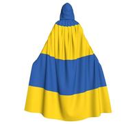 WHJDPP Cape à capuche pour adulte avec imprimé drapeau de l'Ukraine est un poncho à capuche super grand, confortable et durable pour Halloween