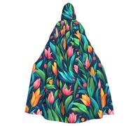 WHJDPP Cape à capuche pour adulte avec imprimé floral printanier coloré est un poncho à capuche super grand, confortable et durable pour Halloween