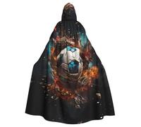 WHJDPP Cape à capuche pour adulte avec imprimé pétard de football pour Halloween, fêtes costumées et événements à thème