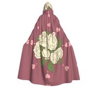 WHJDPP Cape à capuche pour adulte avec imprimé rose d'amour blanche sans fermeture éclair, confortable et durable pour les jeux de rôle