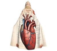 WHJDPP Cape à capuche pour adulte avec motif de cœur et anatomie humaine - Très grande cape à capuche sans fermeture éclair