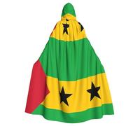 WHJDPP Cape à capuche pour adulte avec nœud papillon et drapeau de Sao Tomé-et-Principe imprimé Halloween pour fête costumée Cosplay