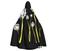 WHJDPP Cape à capuche pour adulte avec nœud papillon et image de pissenlits scintillants pour Halloween, fêtes costumées, cosplay