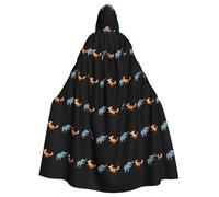 WHJDPP Cape à capuche pour adulte avec nœud papillon et image d'éléphant dansant et de renard pour Halloween, fête costumée, cosplay