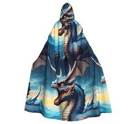 WHJDPP Cape à capuche pour adulte avec nœud papillon imprimé dragon rugissant pour fêtes costumées, cosplay