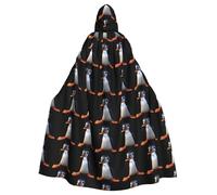 WHJDPP Cape à capuche pour adulte avec nœud papillon - Imprimé pingouin bave - Pour Halloween, fêtes costumées, cosplay