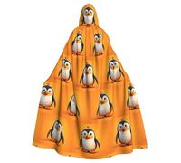 WHJDPP Cape à capuche pour adulte avec nœud papillon imprimé pingouin de dessin animé pour Halloween, fêtes costumées, cosplay