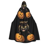 WHJDPP Cape à capuche pour adulte avec nœud papillon Motif patte de chat par citrouille pour fêtes costumées, cosplay