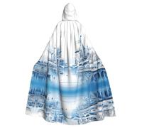 WHJDPP Cape à capuche pour adulte avec silhouette de ville du futur imprimé Halloween pour jeux de rôle
