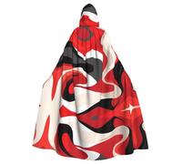 WHJDPP Cape à capuche pour adulte - Imprimé abstrait - Rouge noir blanc - Super grande cape à capuche sans fermeture éclair