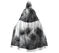 WHJDPP Cape à capuche pour adulte Imprimé lotus d'encre noire - Très grande cape à capuche sans fermeture éclair