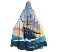 WHJDPP Cape à capuche pour adulte Motif bateau océan - Super grande cape à capuche sans fermeture éclair