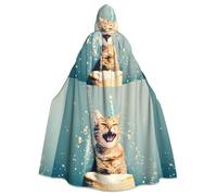 WHJDPP Cape à capuche pour adulte Motif chat de bataille de gâteau - Super grande cape à capuche sans fermeture éclair
