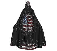WHJDPP Cape à capuche pour adulte Motif feu d'artifice Drapeau américain - Très grande cape à capuche sans fermeture éclair