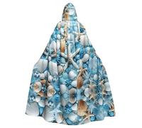 WHJDPP Cape à capuche pour adulte, motif océan, mer, plage, coquillages, étoile de mer, bleu, imprimé Halloween - Très grande cape à capuche sans fermeture éclair