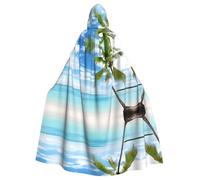 WHJDPP Cape à capuche pour adulte Motif palmier sur mer bleue océan océan Halloween Cape à capuche - Très grande cape à capuche sans fermeture éclair