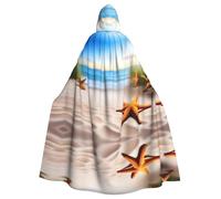 WHJDPP Cape à capuche pour adulte Motif plage étoiles de mer Terres d'Halloween - Très grande cape à capuche sans fermeture éclair