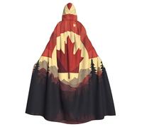 WHJDPP Cape à capuche rétro pour adulte avec imprimé drapeau du Canada est un poncho à capuche super grand, confortable et durable pour Halloween