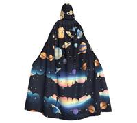 WHJDPP Cape à capuche Saturne Jupiter Earth Prints pour Halloween, jeux de rôle et fêtes costumées - Confortable et durable