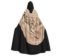 WHJDPP Cape à capuche squelette sur le sable pour adulte avec nœud papillon pour fête costumée, cosplay