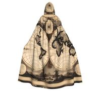 WHJDPP Cape à capuche vintage avec imprimé carte du monde ancien pour adulte - Très grande cape à capuche sans fermeture éclair