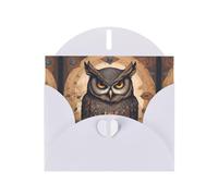 WHJDPP Carte de vœux blanche avec impression de chouette 10,2 x 15,2 cm pour Noël, anniversaire d'enfant, Saint-Valentin, anniversaire de mariage et invitations de fête