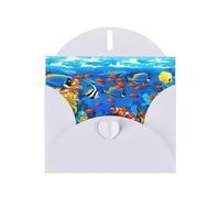 WHJDPP Carte de vœux blanche avec impression du monde sous-marin océan, poissons tropicaux, corail, 10,2 x 15,2 cm pour Noël, anniversaire d'enfant, Saint-Valentin, anniversaire de mariage et