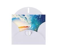 WHJDPP Carte de vœux blanche avec impression paysage marin coucher de soleil sur mer 10,2 x 15,2 cm pour Noël, anniversaire d'enfant, Saint-Valentin, anniversaire de mariage et invitations de fête