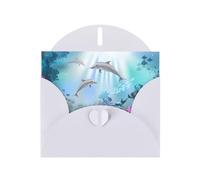 WHJDPP Carte de vœux blanche avec impression poisson sous-marin bleu océan 10,2 x 15,2 cm pour Noël, anniversaire d'enfant, Saint-Valentin, anniversaire de mariage et invitations de fête