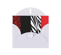 WHJDPP Carte de vœux blanche avec imprimé léopard rouge et zèbre 10,2 x 15,2 cm pour Noël, anniversaire d'enfant, Saint-Valentin, anniversaire de mariage et invitations de fête
