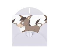 WHJDPP Carte de vœux blanche avec motif âne de dessin animé 10,2 x 15,2 cm pour Noël, anniversaire d'enfant, Saint-Valentin, anniversaire de mariage et invitations de fête