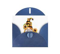 WHJDPP Carte de vœux bleue avec nain d'abeille jaune imprimé floral 10,2 x 15,2 cm pour Noël, anniversaire d'enfant, Saint-Valentin, anniversaire de mariage et invitations de fête