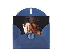 WHJDPP Carte de vœux bleue avec partition de violon 10,2 x 15,2 cm pour Noël, anniversaire d'enfant, Saint-Valentin, anniversaire de mariage et invitations de fête