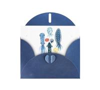 WHJDPP Carte de vœux bleue colorée avec impression pieuvre de calamar 10,2 x 15,2 cm pour Noël, anniversaire d'enfant, Saint-Valentin, anniversaire de mariage et invitations de fête