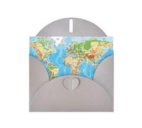 WHJDPP Carte de vœux grise avec impression carte du monde 10,2 x 15,2 cm pour Noël, anniversaire d'enfant, Saint-Valentin, anniversaire de mariage et invitations de fête