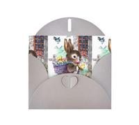 WHJDPP Carte de vœux grise avec impression lapin de Pâques 10,2 x 15,2 cm pour Noël, anniversaire d'enfant, Saint-Valentin, anniversaire de mariage et invitations de fête