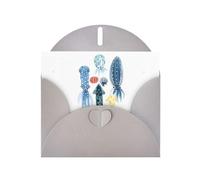WHJDPP Carte de vœux grise avec impression pieuvre colorée de 10,2 x 15,2 cm pour Noël, anniversaire d'enfant, Saint-Valentin, anniversaire de mariage et invitations de fête