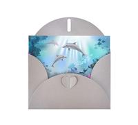 WHJDPP Carte de vœux grise avec impression poisson sous-marin bleu océan 10,2 x 15,2 cm pour Noël, anniversaire d'enfant, Saint-Valentin, anniversaire de mariage et invitations de fête