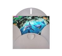 WHJDPP Carte de vœux grise avec imprimé océan dauphin sous-marin 10,2 x 15,2 cm pour Noël, anniversaire d'enfant, Saint-Valentin, anniversaire de mariage et invitations de fête