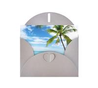 WHJDPP Carte de vœux grise avec motif palmier sur mer bleue, océan, paysage marin, 10,2 x 15,2 cm pour Noël, anniversaire d'enfant, Saint-Valentin, anniversaire de mariage et invitations de fête