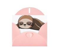 WHJDPP Carte de vœux rose avec imprimé paresseux mon esprit 10,2 x 15,2 cm pour Noël, anniversaire d'enfant, Saint-Valentin, anniversaire de mariage et invitations de fête