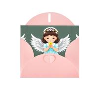 WHJDPP Carte de vœux rose avec imprimé petit ange mignon de 10,2 x 15,2 cm pour Noël, anniversaire d'enfant, Saint-Valentin, anniversaire de mariage et invitations de fête