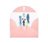 WHJDPP Carte de vœux rose colorée avec impression pieuvre de calamar 10,2 x 15,2 cm pour Noël, anniversaire d'enfant, Saint-Valentin, anniversaire de mariage et invitations de fête