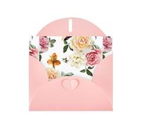 WHJDPP Carte de vœux rose crème avec impression de roses 10,2 x 15,2 cm pour Noël, anniversaire d'enfant, Saint-Valentin, anniversaire de mariage et invitations de fête
