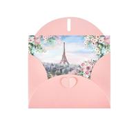 WHJDPP Carte de vœux rose Tour Eiffel Paris avec impression 10,2 x 15,2 cm pour Noël, anniversaire d'enfant, Saint-Valentin, anniversaire de mariage et invitations de fête