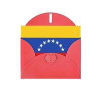 WHJDPP Carte de vœux rouge avec drapeau du Venezuela - 10,2 x 15,2 cm - Pour Noël, anniversaire d'enfant, Saint-Valentin, anniversaire de mariage et invitations de fête