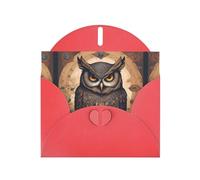WHJDPP Carte de vœux rouge avec impression chouette 10,2 x 15,2 cm pour Noël, anniversaire d'enfant, Saint-Valentin, anniversaire de mariage et invitations de fête
