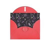 WHJDPP Carte de vœux rouge avec impression gothique violette et noire - 10,2 x 15,2 cm - Pour Noël, anniversaire d'enfant, Saint-Valentin, anniversaire de mariage et invitations de fête